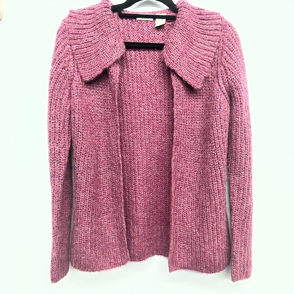 Charlotte Russe Mohair blend fuzzy deep pink cardigan size Medium - Picture 1 of 7